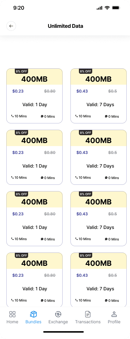 E-Sahal Plus App — Data & Voice Bundles